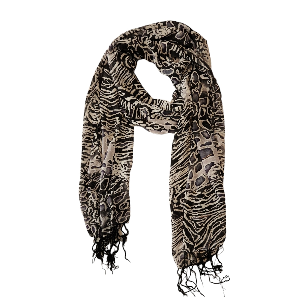 Black/White Animal Print Sheer Scarf